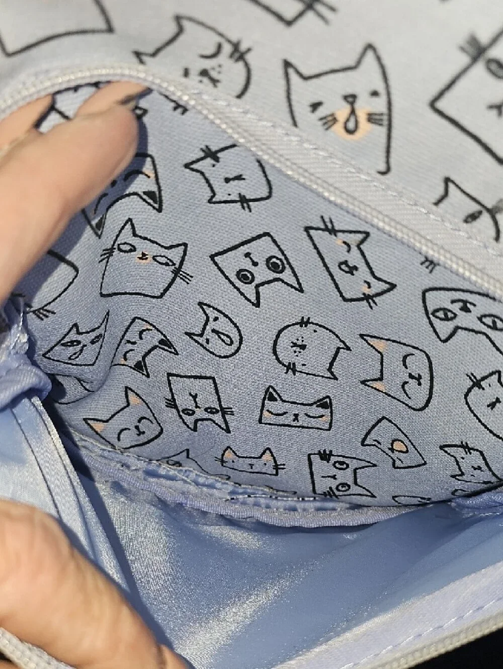Cat Print Mini Backpack - Lavender & Black Like New
